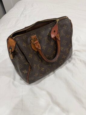 Louis Vuitton Monogram Satchel in Brown and Tan Leather Trim